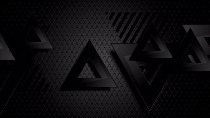 黑色抽象三角形在网格背景视频动画