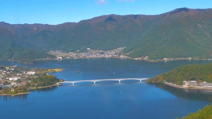 日本富士跨湖长桥鸟瞰图