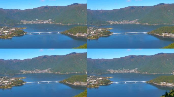 日本富士跨湖长桥鸟瞰图