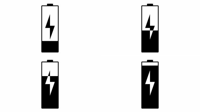 电池充电动画。以白色和黑色加载进度条。4k视频