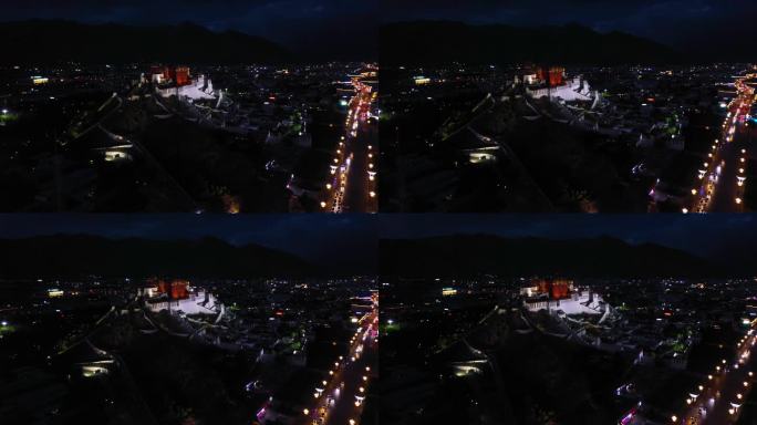 拉萨布达拉宫夜景 布达拉宫广场航拍