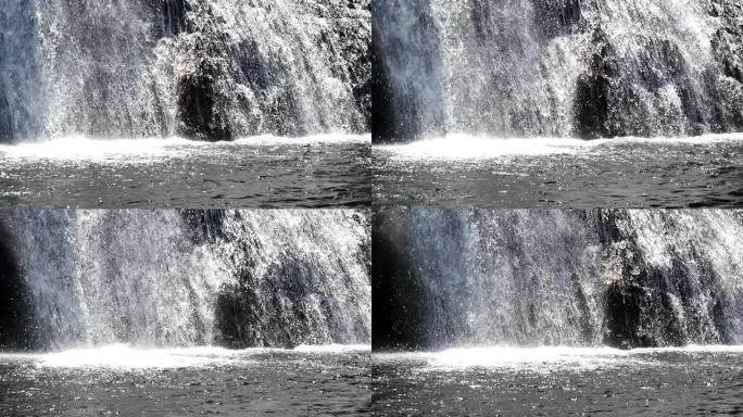 多莉拍摄了令人惊叹的奔流瀑布，在热带丛林中倾泻在垂直的岩石悬崖面上。亚洲岛的山上有淡水流。美丽的自然