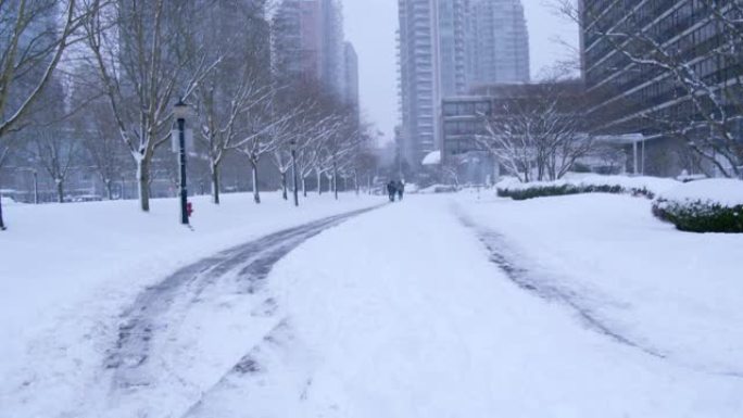 暴风雪期间的城市路径