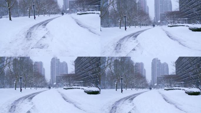 暴风雪期间的城市路径