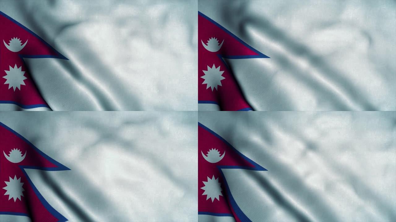 尼泊尔国旗在风中飘扬。尼泊尔国旗。尼泊尔无缝循环动画的标志。4K