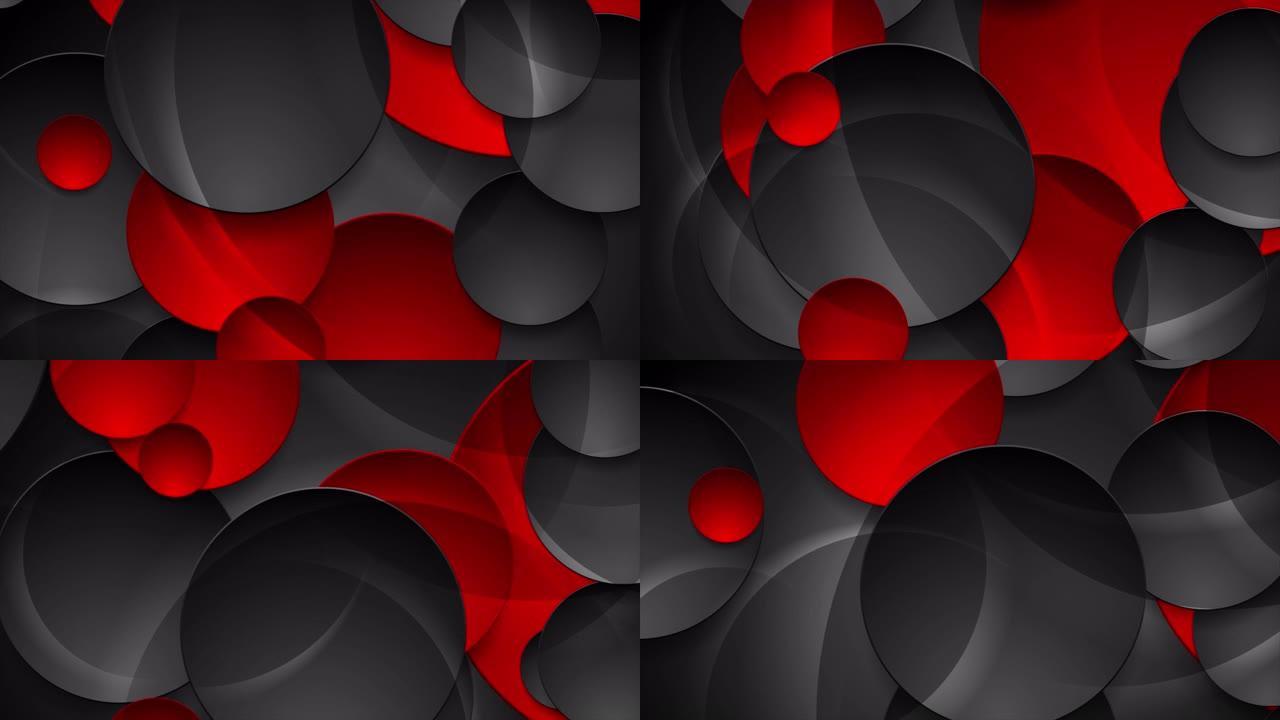 红色和黑色光泽圆圈抽象高科技运动背景