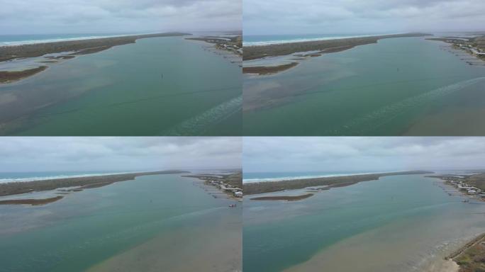 南澳大利亚州墨累河河口的无人机镜头
