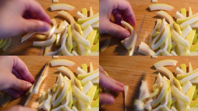 切竹笋砧板切菜笋片