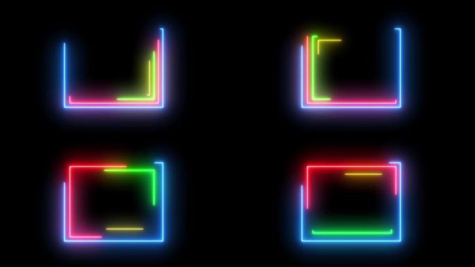 霓虹灯彩色漩涡抽象创意平视显示器与霓虹灯，发光。