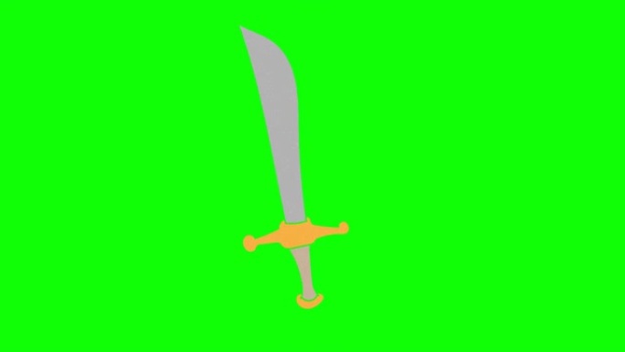 剑手绘绿色屏幕。浮动循环动画
