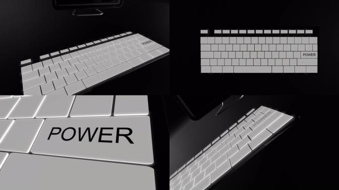 Power-Key概念4K 3D动画绿色和黑暗