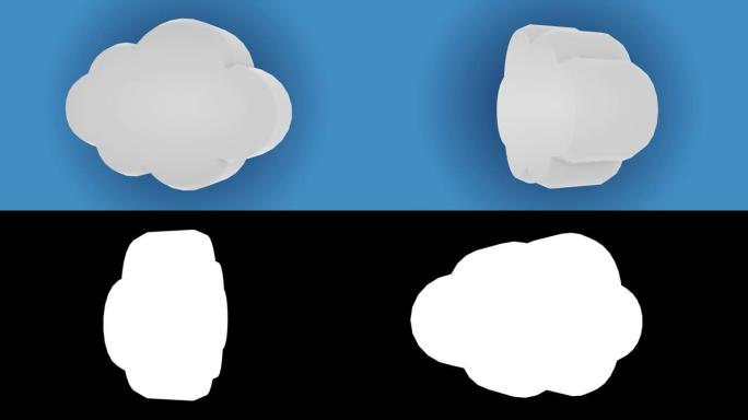 蓝色背景上的云图标动画循环，带有阿尔法面具4K UHD镜头