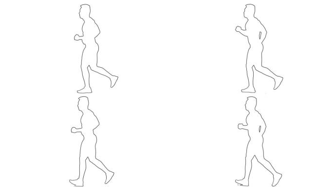 剪影人的轮廓草图在白色背景上孤立运行