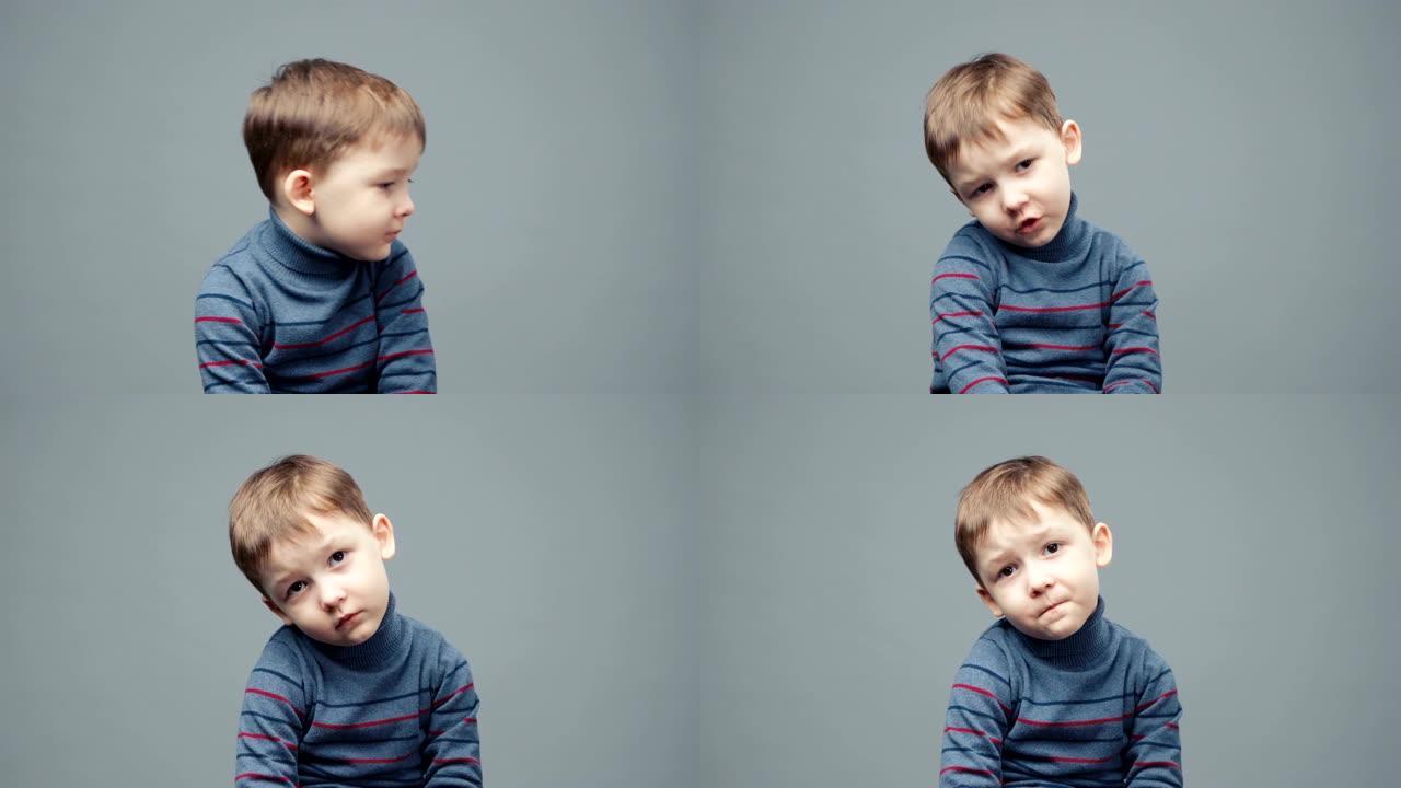 小不快乐的四年男孩的视频