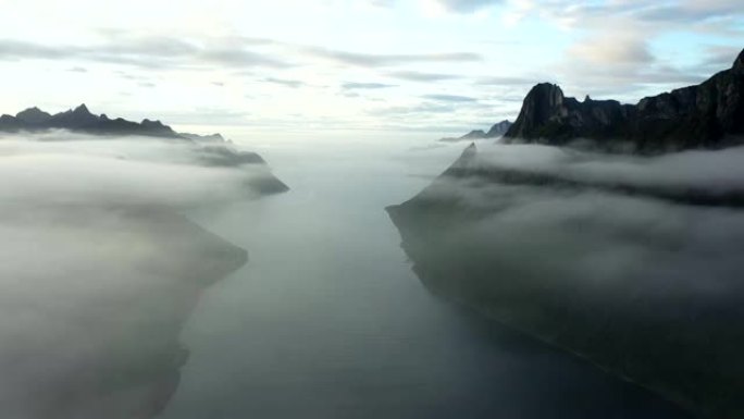 挪威森贾岛的风景鸟瞰图