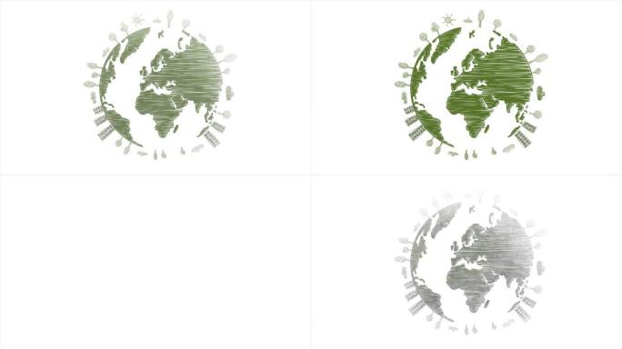 绿色星球概念、可再生能源和环境象征