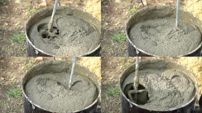 水泥、水和沙子混合砂浆