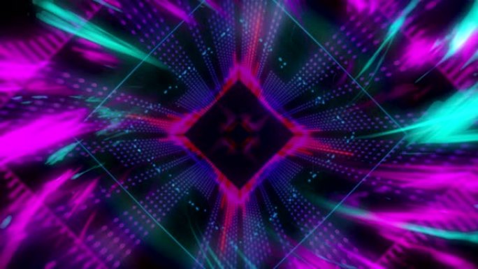 紫色，蓝色和粉红色钻石形状脉动的动画