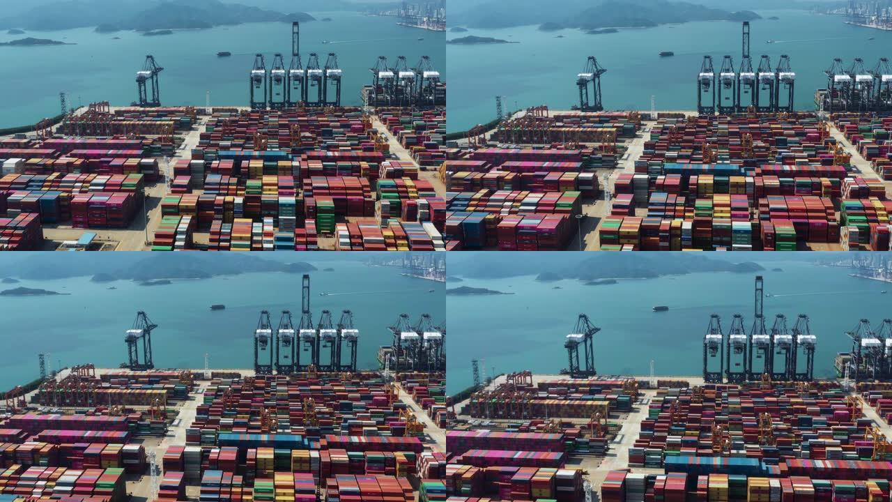 运输和商业物流-深圳集装箱船码头鸟瞰图，中国进出口