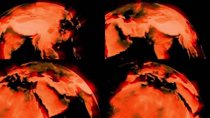 全球变暖地球仪显示辐射和温度-3d动画
