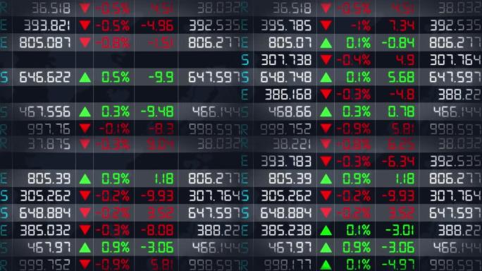 股票市场股票价格演变的数字动画。股票交易数据基本财务图表，上下-4k动画