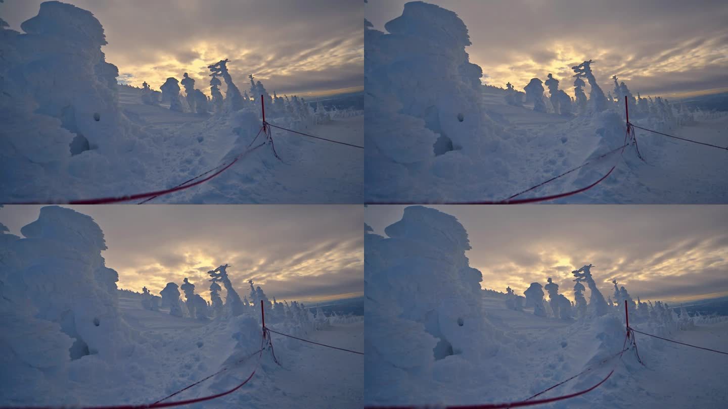 山顶雪树，银装素裹，寒风泠冽 4k30p