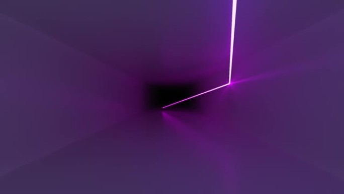 抽象背景，隧道内的霓虹灯，无缝走廊，发光线，荧光紫外线，蓝红粉色紫色光谱，循环动画，3d渲染
