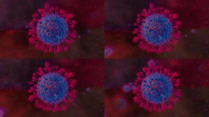彩色-病毒图形背景的3D渲染动画