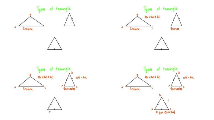 几何。三角形的类型。在白色背景上。