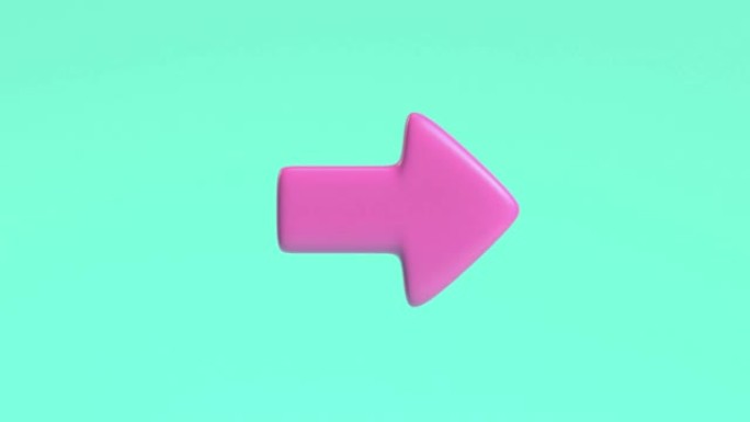 3d渲染运动粉色箭头指向右绿色背景