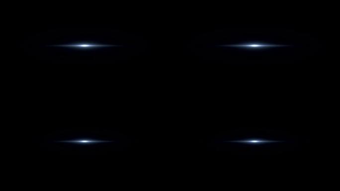 蓝色明亮的镜头耀斑闪烁漏光效果，用于黑色背景上的过渡运动