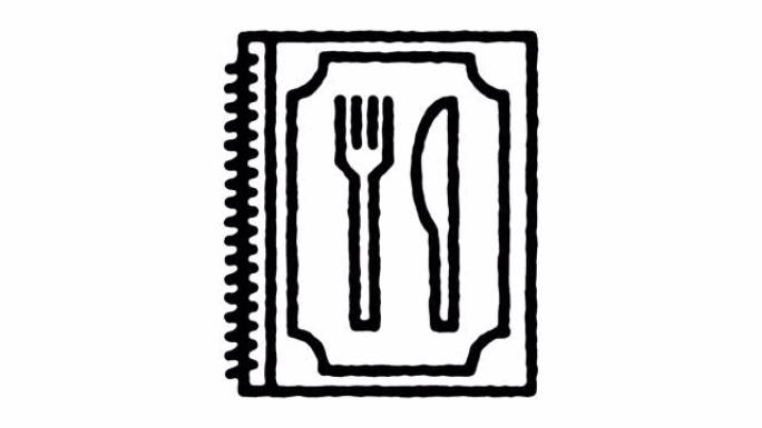 开胃菜菜单草图线图标动画