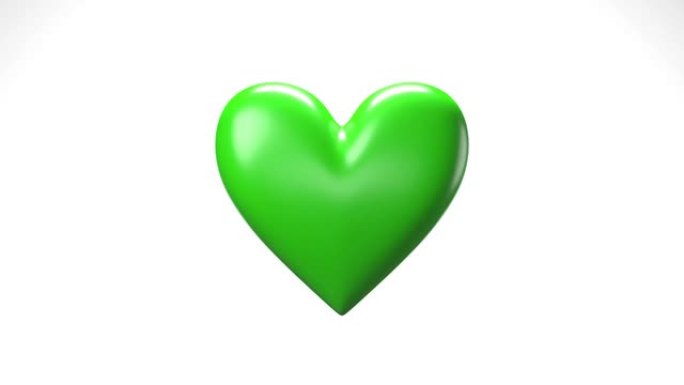 白色背景中的绿色破碎的心脏物体。心形物体破碎成碎片。