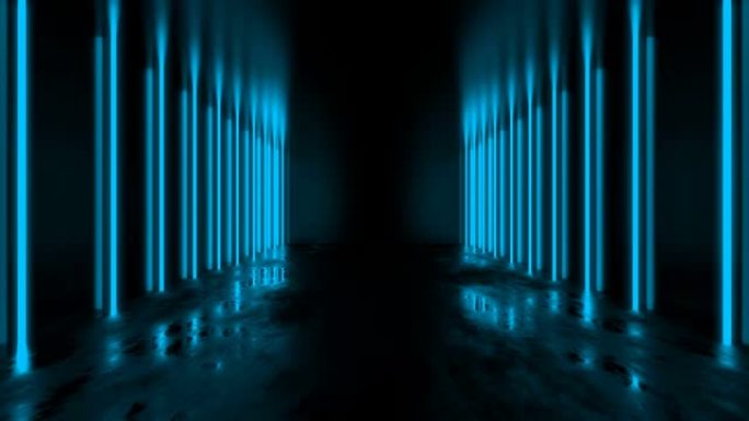 3D抽象背景走廊蓝色黑色通道摄影地下室