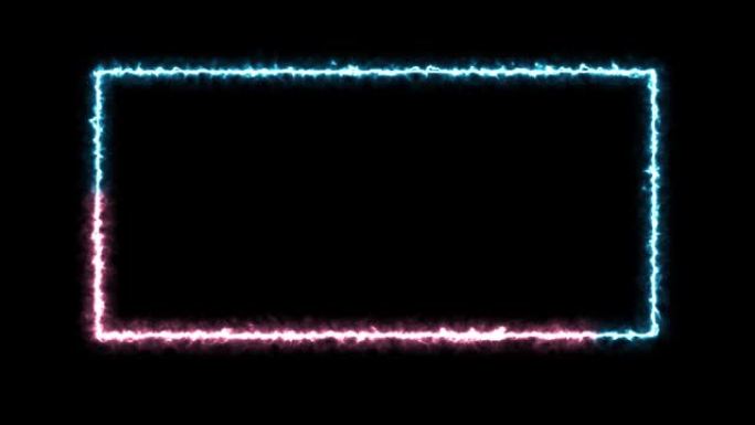 抽象霓虹灯，led方形，边框。未来派彩色渲染
