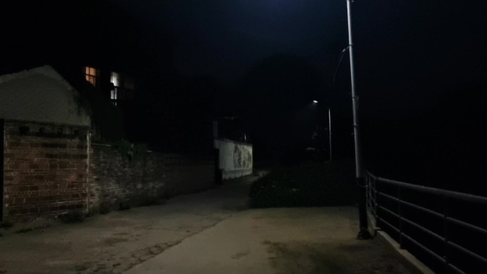 宿静的村庄太阳能LED节能路灯漆黑的村道