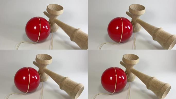 日本玩具kendama，特写视频剪辑