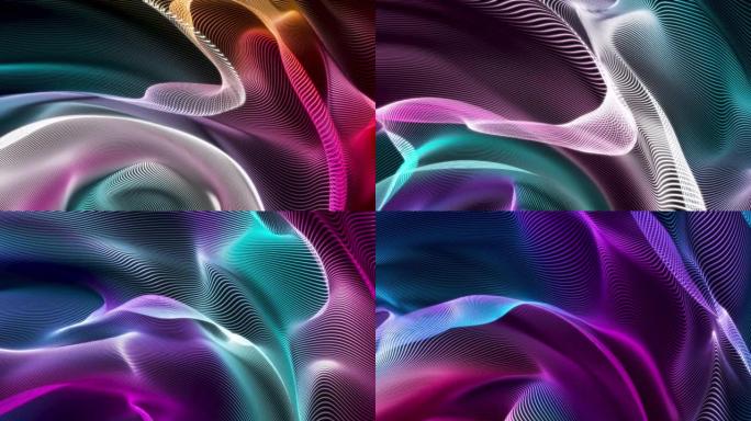 抽象线条波浪背景抽象流体粒子背景迷幻霓虹