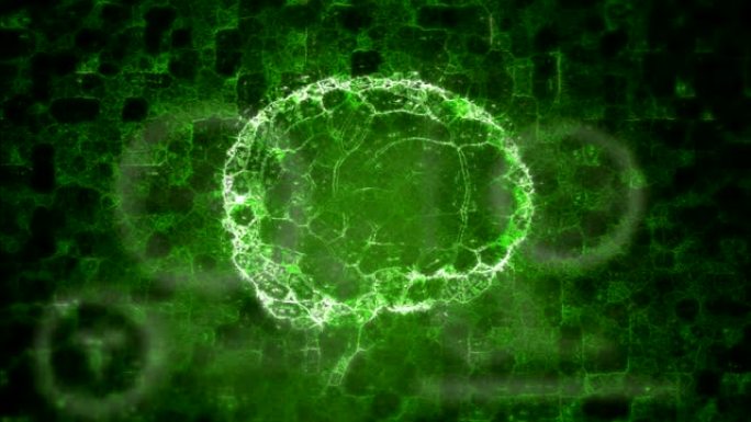 由绿色连接网上的连接组成的人脑动画