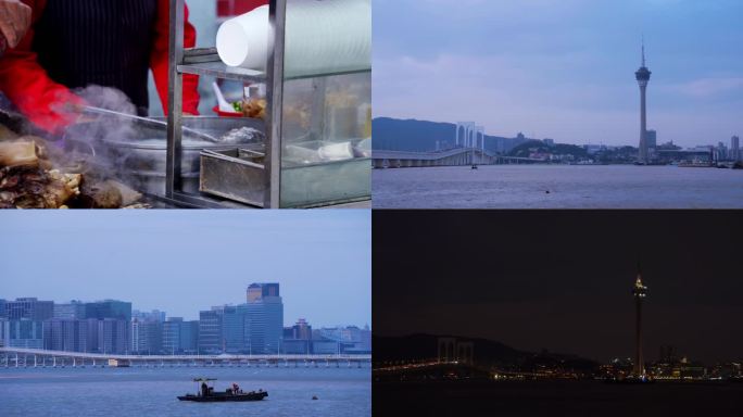 4k澳门风景海鲜夜景