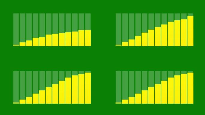 绿色屏幕上的图形上升