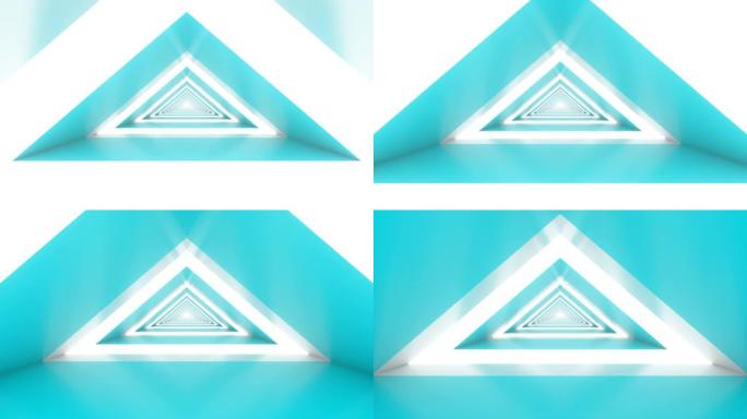 蓝色抽象环形三角隧道