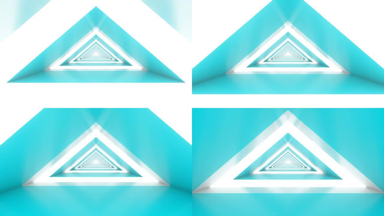蓝色抽象环形三角隧道