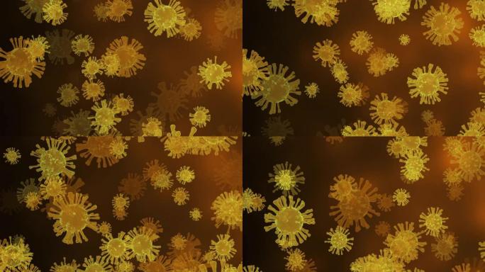 4k冠状病毒疾病新型冠状病毒肺炎感染医学插图橙色背景
