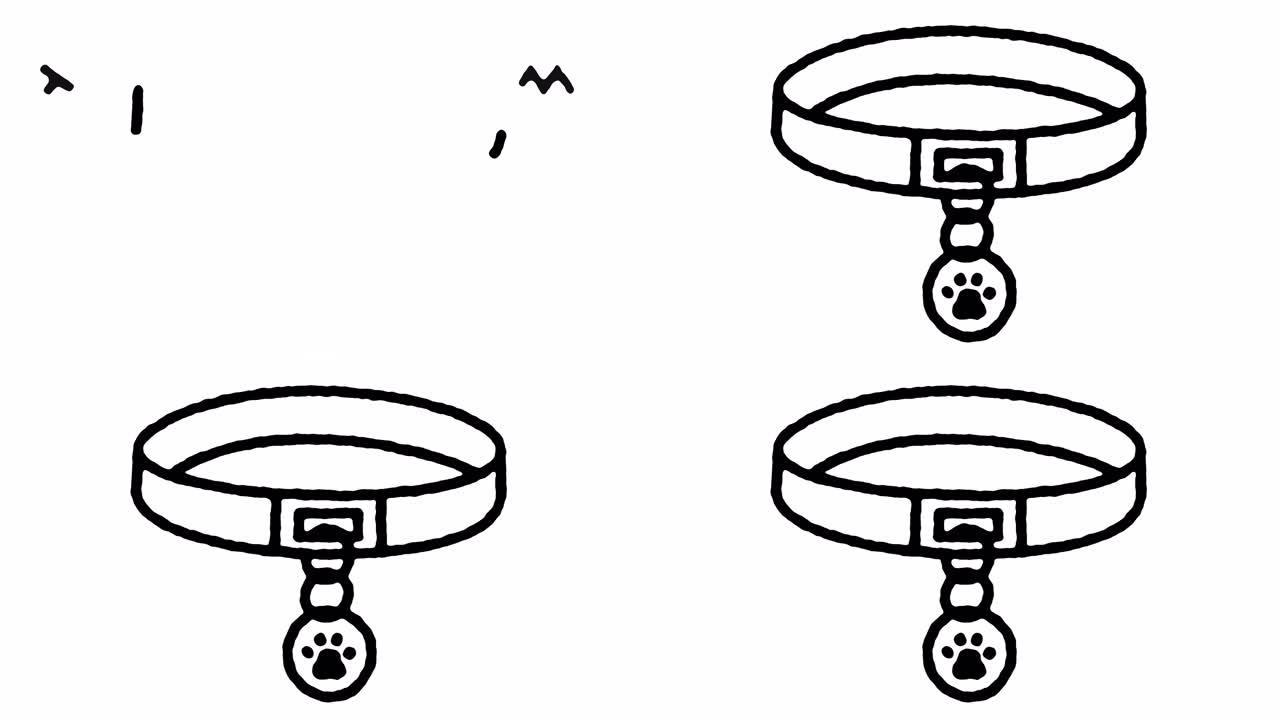 狗标签素描线图标动画