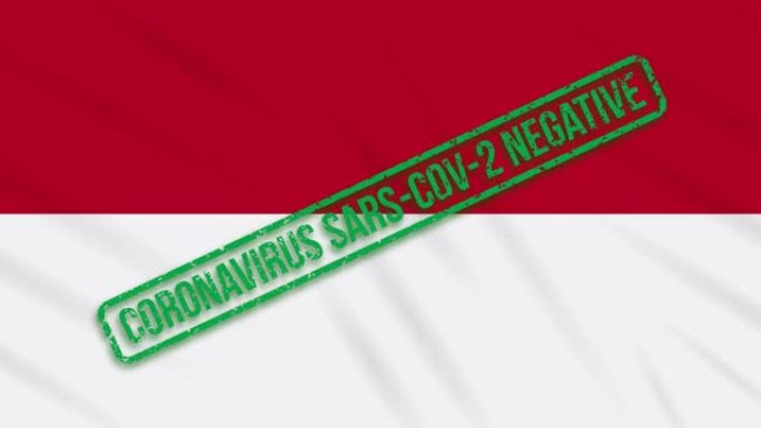 摩纳哥飘扬的国旗上印有免受冠状病毒感染的绿色印章，循环