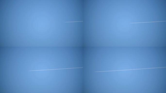 喷气式客机在天空中高飞的场景在湛蓝的天空中留下了凝结尾迹。