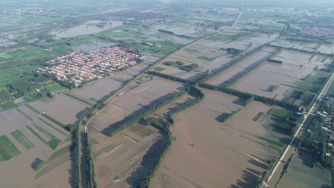 河南开封尉氏贾鲁河720水灾洪灾航拍.