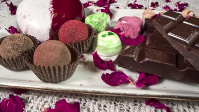 自制巧克力糖果巧克力甜品玫瑰花装饰