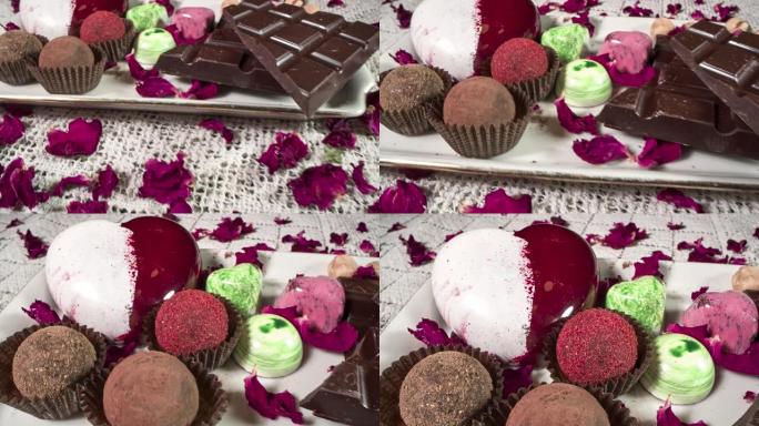 自制巧克力糖果巧克力甜品玫瑰花装饰